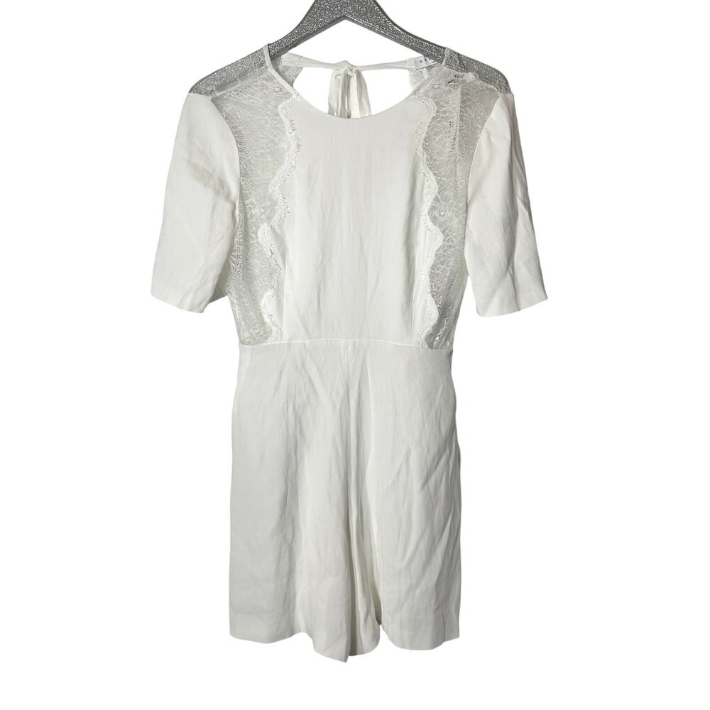 SANDRO Dilan Open Back Romper In Ecru NEW
